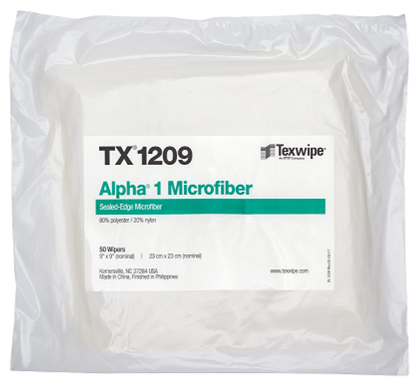 Cleanroom Wipes, Polyester/Nylon, Sealed Edge, Cleanroom Manufactured, 9" x 9", 100/Bag- 10 Bags/Case, TX-1209