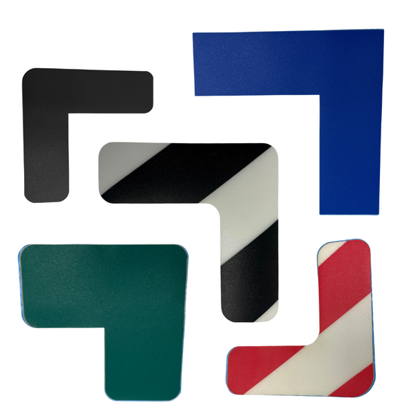 Floor Marking Tape,: Peel &amp; Stick, Corners, 90 Degree Angles, Multiple Sizes, Muliple Colors