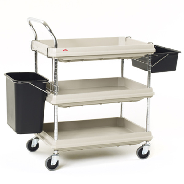 Polymer Utility Carts, 2.75" Deep Ledge, 3 Shelves, Gray, IM-BC2636-3DG