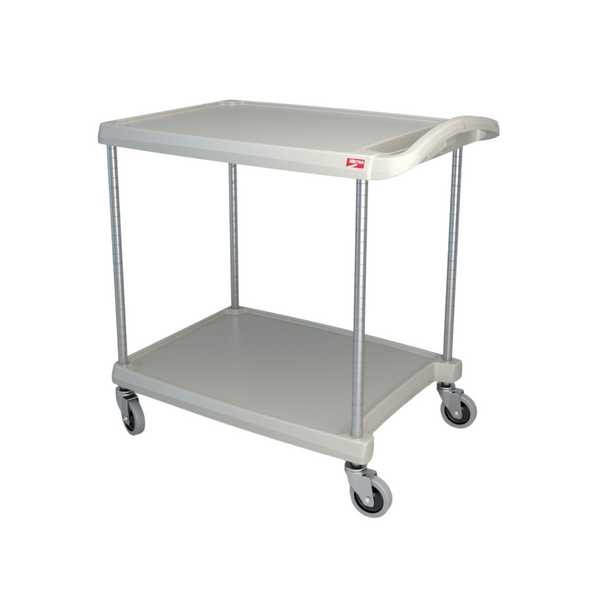 Utility Carts: 2 Polymer Shelves, 18" x 31", Gray, Casters, IM-MY1627-24G