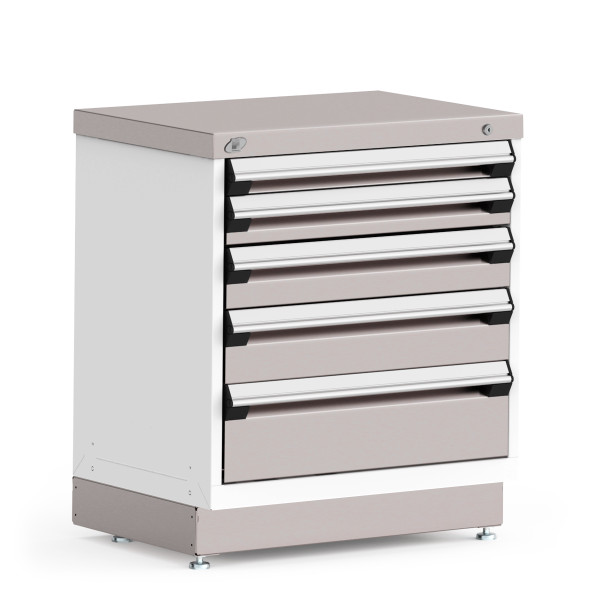 Stationary Cabinets; 30"W x 21"D x 34"H, Stainless Steel Cover, 5 Drawers, Heavy-Duty 16 Gauge Construction, RU-R5XDD-3004S: