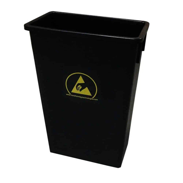 ESD Trash Receptacles; 22 Gallon, Carbon Loaded, Black Conductive Polypropylene, TT-WBAS90