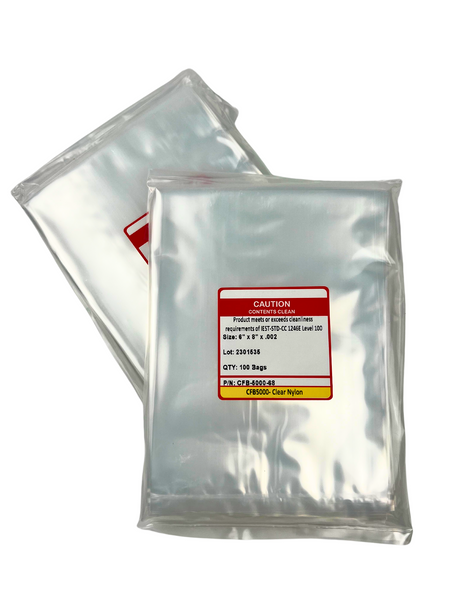 Nylon Bags:. 6" x 8", 2 mil, Standard Clear, 100/Pack, 10 Packs/Case, CFB-5000-68-2Mil