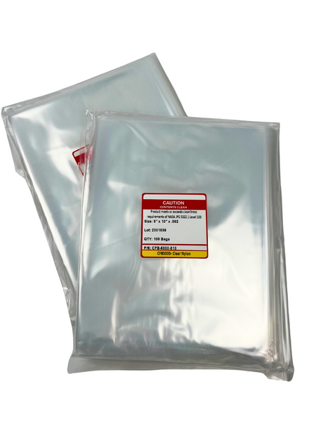 Nylon Bags:. 8" x 10", 2 mil, Standard Clear, 100/Pack, 10 Packs/Case, CFB-5000-810-2Mil