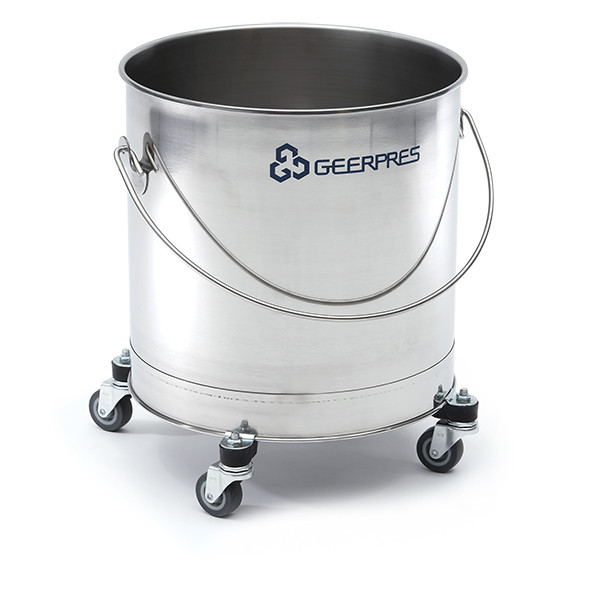 Mop Buckets: 304 Stainless Steel, 8 Gallon, Round, 2" Casters, GR-2221