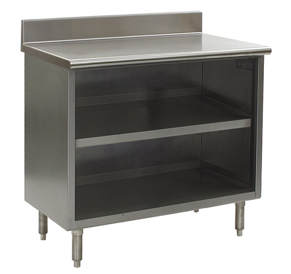 Stainless Steel Lab Cabinets:. Backsplash, Open Base w/Shelf, 304 Stainless Steel, EA-CR-OBSE-BS-FCS