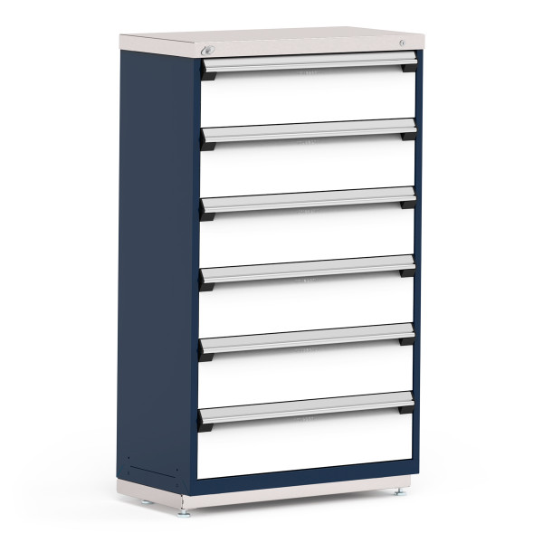 Stationary Cabinets; 36"W x 18"D x 60"H, Stainless Steel Cover, 6 Drawers, Heavy Duty 16 Gauge Construction, RU-R5XEC-5860