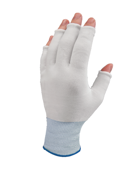 Glove Liners:: Nylon, Partial Fingertip, Reusable, 20 Pair/Bag -10 Bags/Case, PU-GLHF