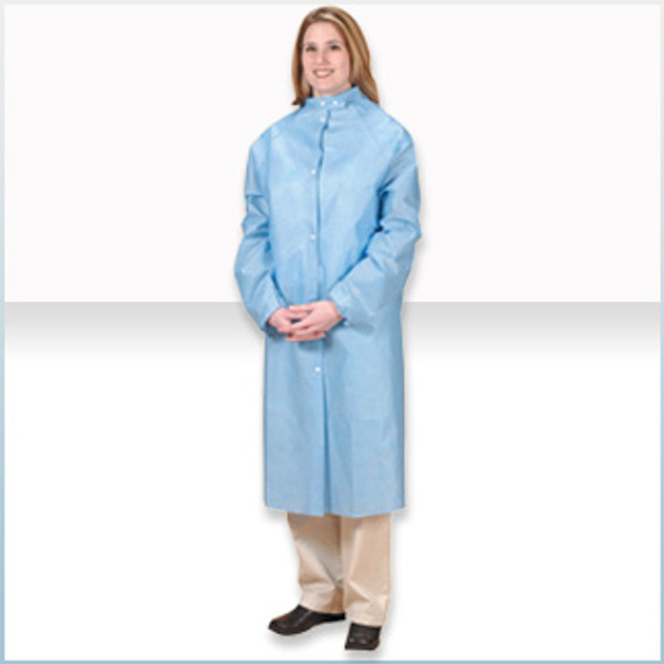 Disposable Lab Coats: Snap Front, Knit Wrists, 3 Pockets, Blue SMS Material, Single Packs, M-3XL, ZZ-AP-LC-31632