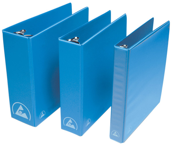 ESD Binders:. 3 Rings, 1.5" Spine, Blue, Static Dissipative,  AR-SDB-1.5