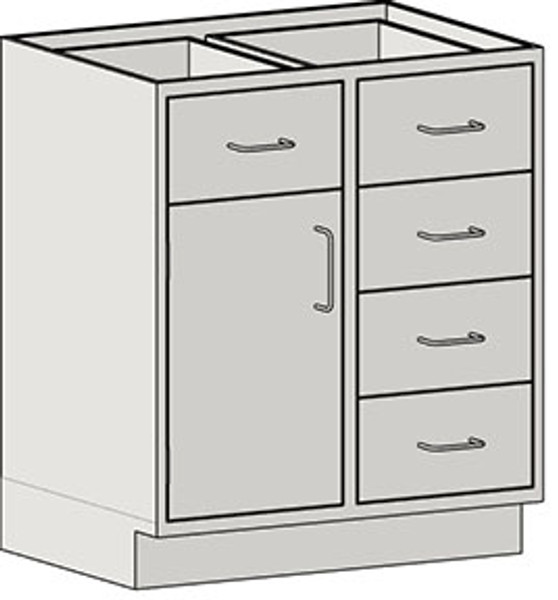 Casework Base Unit with Door/Drawer Combination: Five Drawers, Left Swinging Door, EA-SSC-HDDLT7D