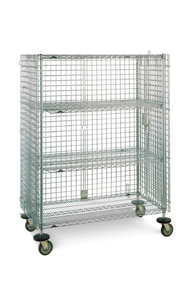 Mobile Security Carts, QwikSLOT Units, Chrome, 5" Swivel Casters, 2 Intermediate Shelves, IM-SECxxECQ