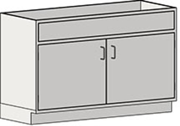 Casework Base Unit: Free Standing Sink Base, Type 304 Stainless Steel, Double Swinging Door, EA-SSC-SSB