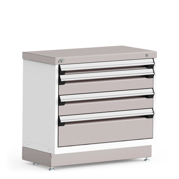 Stationary Cabinets; 36"W x 18"D x 32"H, Stainless Steel Cover, 4 Drawers, Heavy-Duty 16 Gauge Construction, RU-R5XEC-2804S