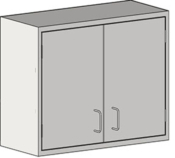 Casework: Upper Lab Wall Case, Type 304 Stainless Steel, Flat Top, Double Swinging Door, Two Shelves, EA-SSC-WCH