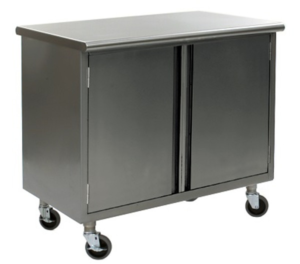 Stainless Steel Lab Cabinets:. Flat Top, Wheels, Hinged Doors, 304 Stainless Steel, Lower Storage, EA-CR-CBHSE-CAH