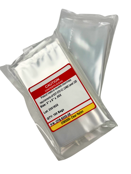 Nylon Bags:. 3" x 5", 2 mil, Standard Clear, 100/Pack, 10 Packs/Case, CFB-5000-35-2Mil