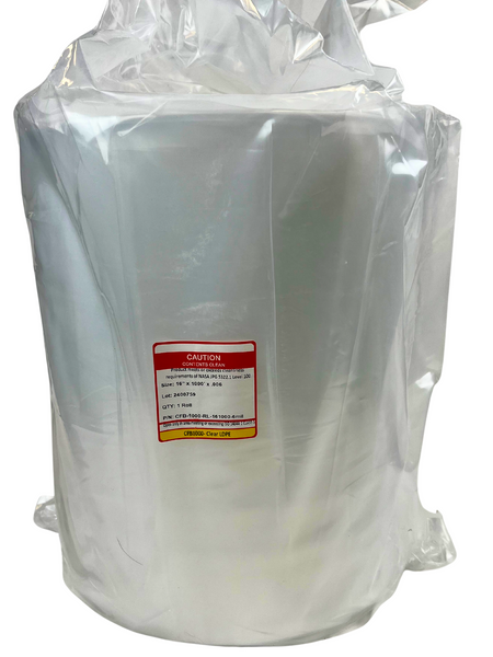 Cleanroom Tubing:: LDPE Polyethylene, 16" x 1000',  6.0 mil, Level 100, CFB-1000-RL-161000-6Mil