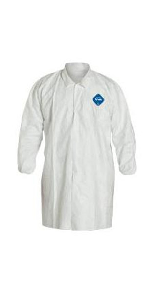 DuPont™ Tyvek® Frocks: Snap Front, Elastic Wrists, Industrial, Bulk Packaged, 30/Case, S-7XL, DU-TY211SWHxx003000