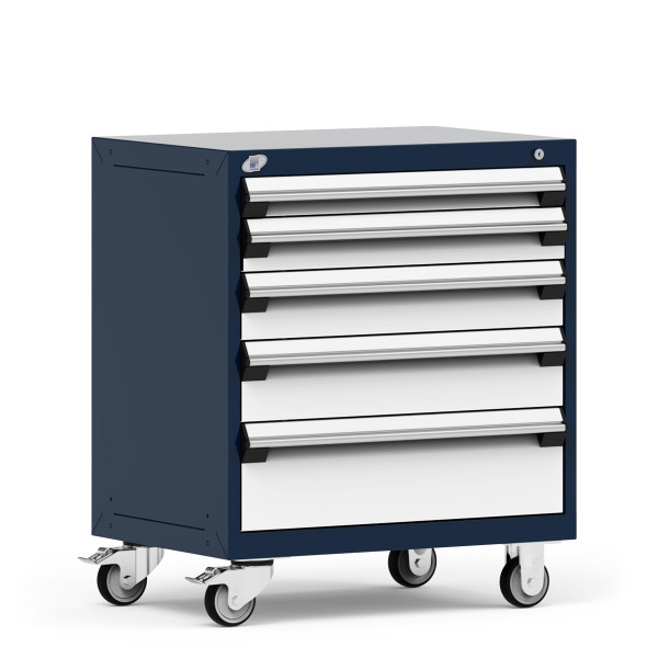 Mobile Cabinets; 30"W x 21"D x 35 1/8"H, 5 Drawers, 4" Swivel Casters, Navy RU-R5XDD-3006: