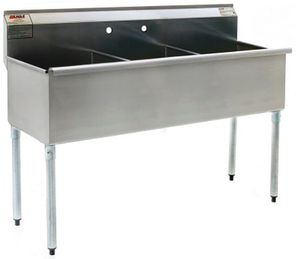 Utility Sinks: Three Compartments, No Drain Boards, Type 430 Stainless, Bowl Size 21"W x 20"L x 14"D, EA-2160-3-16/4: