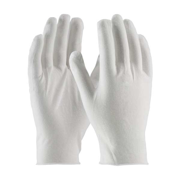 Cotton Gloves: 10 1/2" Long, Light Weight, Economical, Unhemmed Cuff, 12 Pairs/Pack, PI-500-10