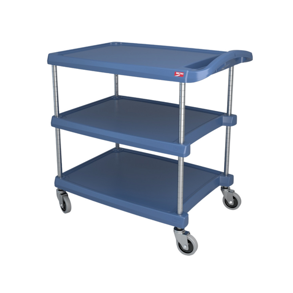 Utility Carts, 3 Polymer Shelves, 18"x 31", Blue Antimicrobial, IM-MY1627-34BU