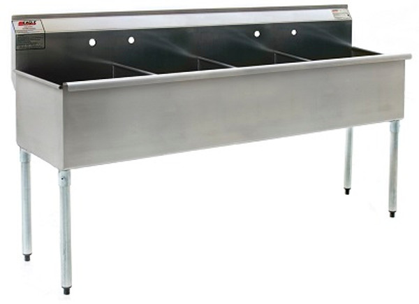 Four Compartment Sinks: Eagle, No Drain Boards, Type 430 or Type 304 Stainless Steel, EA-xxxx-4-16