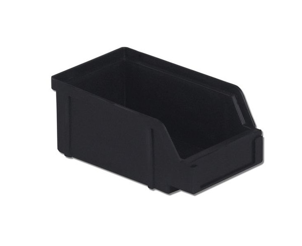 ESD Parts Bins: Molded In Divider, Conductive, Black, 7"Lx 4"Wx 2.9"H, 24/Case, Price Per Case, LB-PB20-XXL