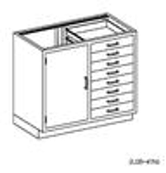 Lab Cabinets, 304 Stainless Steel, Base Cabinets, 8 Drawers and 1 Door, 47" x 22" x 35-3/4"H, BL-DJ47HS: