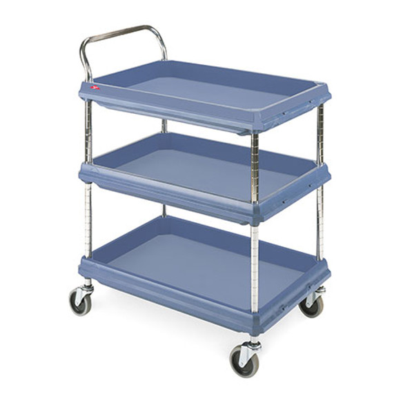 Polymer Utility Carts, 2.75" Deep Ledge, 2 Shelves, Blue Microban, 21-1/2"x 32-3/4"x 41"H, IM-BC2636-2DMB