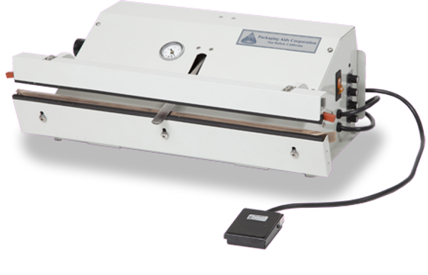 Vacuum Heat Sealers: Ported Exhaust for Cleanrooms, Painted Steel Cabinet, Nozzle Vacuum System, Table Top, Low Volume, Seal Length: 20"  AV-PVT-20-PE