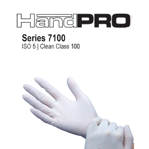 Nitrile Cleanroom Gloves: HandPRO, ISO 5 Class 100, 6 Mil, Double Bagged, XS-XL, 100/Bag- 10 Bags/case, HG-7100