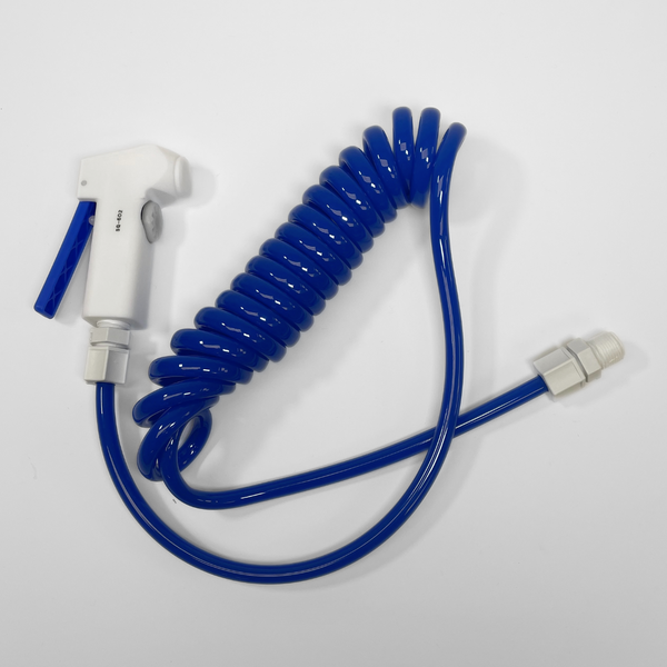 DI Water Spray Guns and Coiled Hose, PTFE Gun, 3/8" FNPT Inlet Thread, Blue Poly Coiled Hose, TA-SG-602