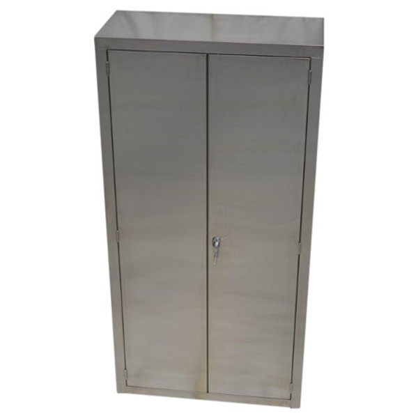 Supply Cabinets, 304 Stainless Steel, Hinged Solid Doors, 4 Adjustable Shelves, Locking Handle, 48"W x 18"D x 84"H, CRW-I48HAS