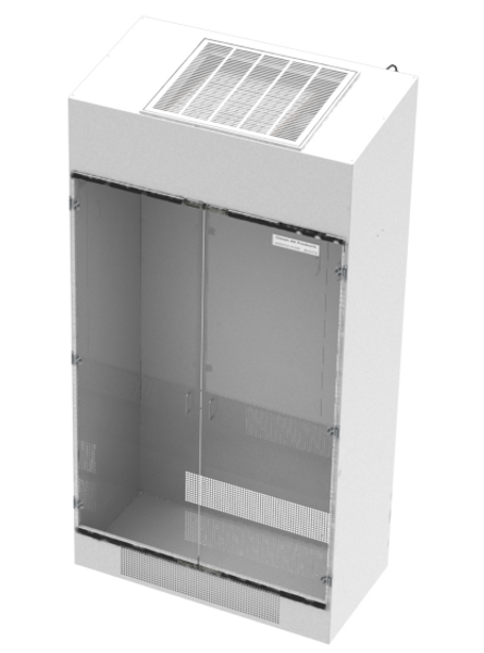 HEPA Filtered Cabinets: 49"Wx25"Dx95"H, Sloped Top, Garment Pole, Acrylic Doors, CAP-91HF-WR-49Wx25Dx95H-GP