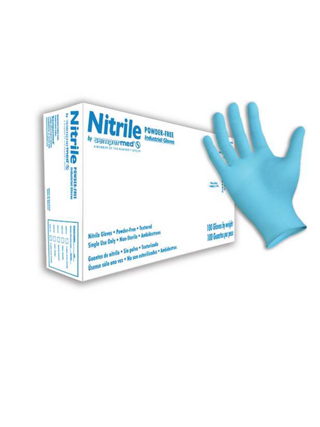 Examination Nitrile Gloves, Blue, 4.0 Mil, Powder Free, Fingertip Textured, 100 Gloves Box, 10 Boxes/Case, SM-NGPF